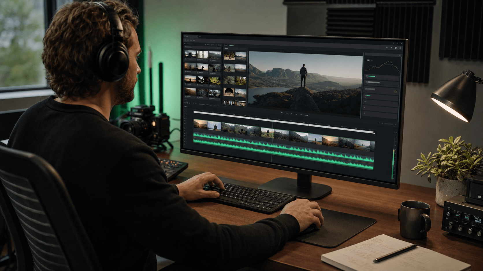 Video editor working in a browser-based production studio